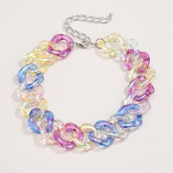 pendant necklaces punk rainbow acrylic chain necklace for women fashion statement big chunky resin hip hop choker collar femme jewelry, Silver
pendant necklaces punk rainbow acrylic chain necklace for women fashion statement big chunky resin hip hop choker collar femme jewelry, Silver