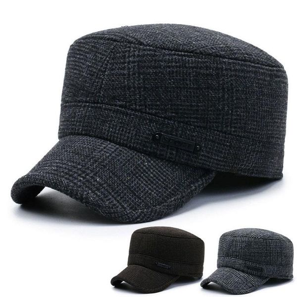 berets winter men's cap flat hat visors minimalist style woolen folded ear keep warm outdoor father gift thickening ys0081, Blue;gray
berets winter men's cap flat hat visors minimalist style woolen folded ear keep warm outdoor father gift thickening ys0081, Blue;gray
