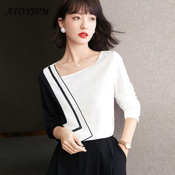 women's blouses & shirts women 2021 korean fashion long sleeve skew collar chiffon elegent office lady work wear casual autumn, White
women's blouses & shirts women 2021 korean fashion long sleeve skew collar chiffon elegent office lady work wear casual autumn, White