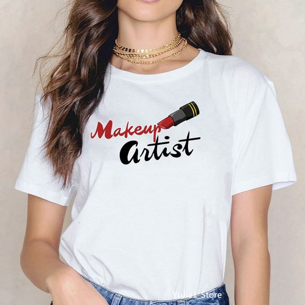 women's t-shirt red lipsticks make up artist letters print vogue t shirt women funny graphic tshirt femme hipster streetwear, White
women's t-shirt red lipsticks make up artist letters print vogue t shirt women funny graphic tshirt femme hipster streetwear, White