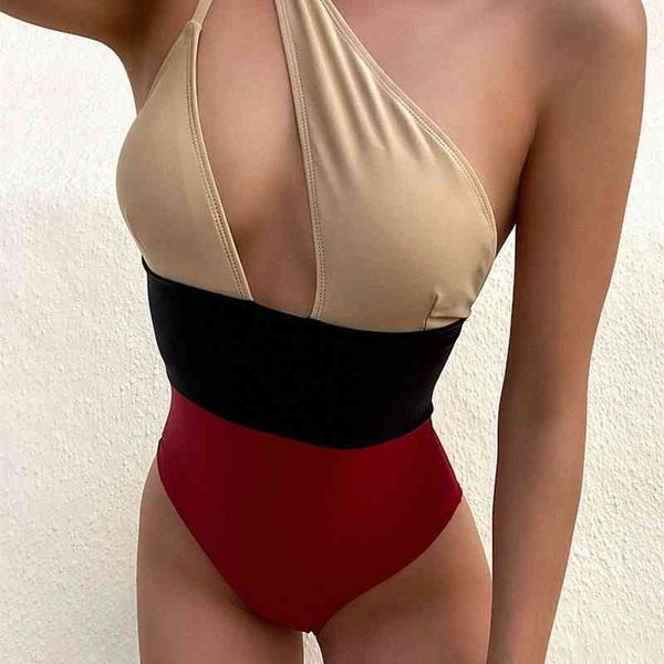 women's swimwear cross block swimsuit women one shoulder backless patchwork monokini girl beach adjustable btahing suit, White;black
women's swimwear cross block swimsuit women one shoulder backless patchwork monokini girl beach adjustable btahing suit, White;black