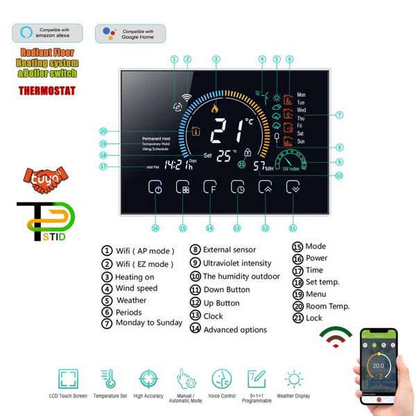 smart home control tuya app digital wireless wifi thermostat room temperature for dual sensor radiant floor heating works with alexa google
smart home control tuya app digital wireless wifi thermostat room temperature for dual sensor radiant floor heating works with alexa google
