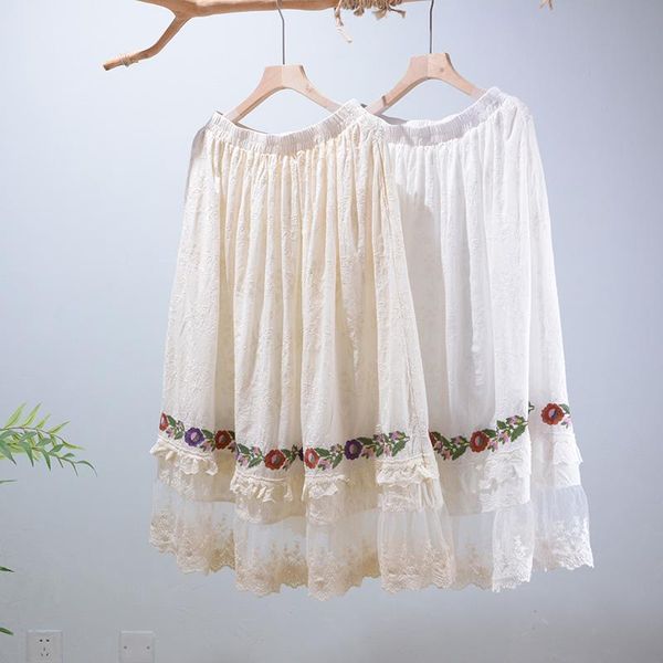 skirts sweet japan style flower embroidery skirt women 2021 casual elastic waist long female daily wear n125, Black 
skirts sweet japan style flower embroidery skirt women 2021 casual elastic waist long female daily wear n125, Black