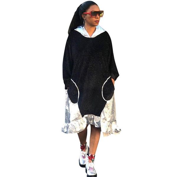 casual dresses women's denim stitching ruffled hooded mid dress, Black;gray
casual dresses women's denim stitching ruffled hooded mid dress, Black;gray