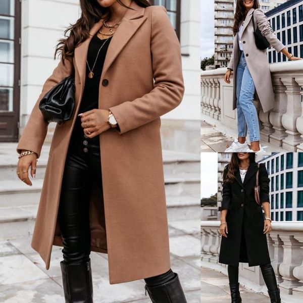 women autumn winter long sleeve lapel collar coat knee-length jacket overcoat women's wool & blends, Black
women autumn winter long sleeve lapel collar coat knee-length jacket overcoat women's wool & blends, Black