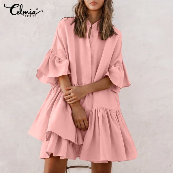 celmia bohemian ruffled sundress women 2021 summer mini dress half sleeve casual solid party beach vestidos buttons robe 7, Black;gray
celmia bohemian ruffled sundress women 2021 summer mini dress half sleeve casual solid party beach vestidos buttons robe 7, Black;gray