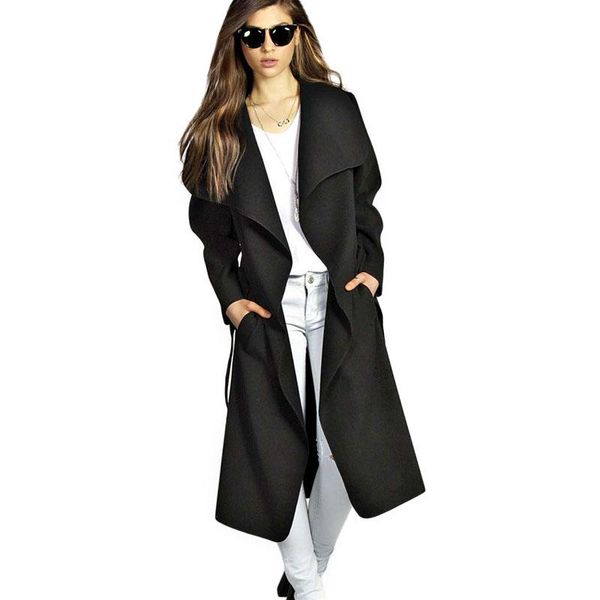 women's trench coats autumn long for ladies casual women plain white lapel sleeve with pocket knee length outerwear, Tan;black
women's trench coats autumn long for ladies casual women plain white lapel sleeve with pocket knee length outerwear, Tan;black