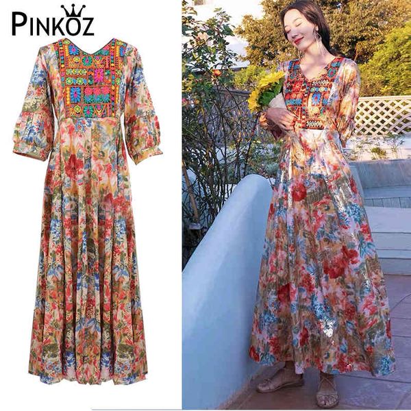vintage flower embroidery v-neck maxi dress bohemian vocation beach summer high waist dresses women a-line robe majer 210421, White
vintage flower embroidery v-neck maxi dress bohemian vocation beach summer high waist dresses women a-line robe majer 210421, White
