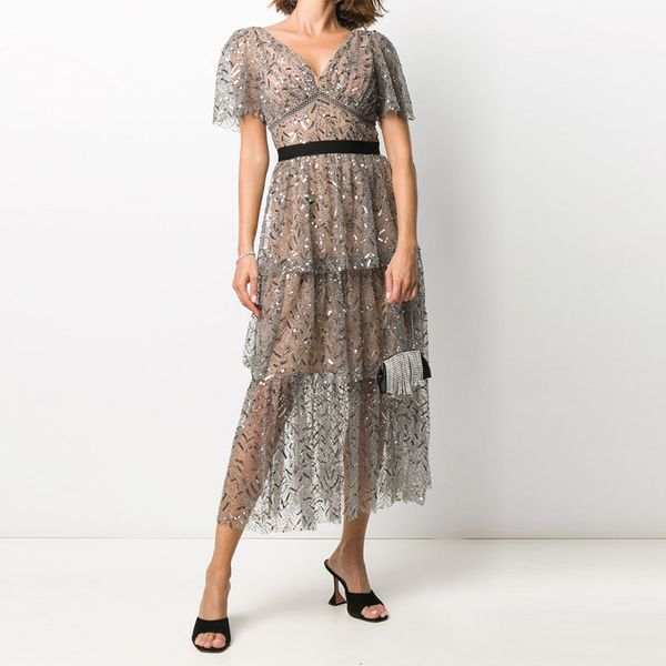 dresses women's leaf sequin christmas double v neck short sleeve tunic layed mesh long luxury party female, Black;gray
dresses women's leaf sequin christmas double v neck short sleeve tunic layed mesh long luxury party female, Black;gray