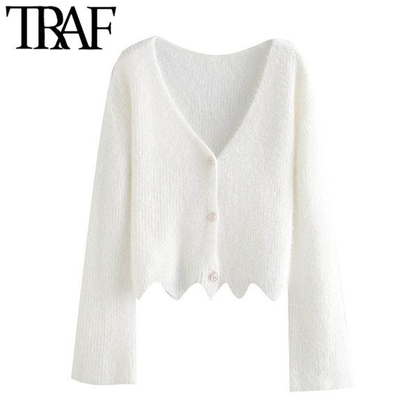 traf women fashion button-up loose cropped irregular cardigan sweater vintage long sleeve female outerwear chic 210415, White;black
traf women fashion button-up loose cropped irregular cardigan sweater vintage long sleeve female outerwear chic 210415, White;black
