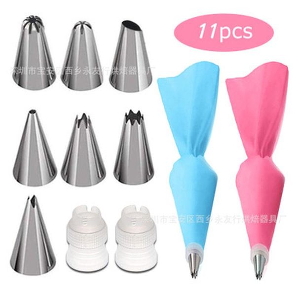 11pcs/set of diy kitchen baking cake decoration tool silicone icing tube cream pastry bag stainless steel nozzle conversion & tools
11pcs/set of diy kitchen baking cake decoration tool silicone icing tube cream pastry bag stainless steel nozzle conversion & tools