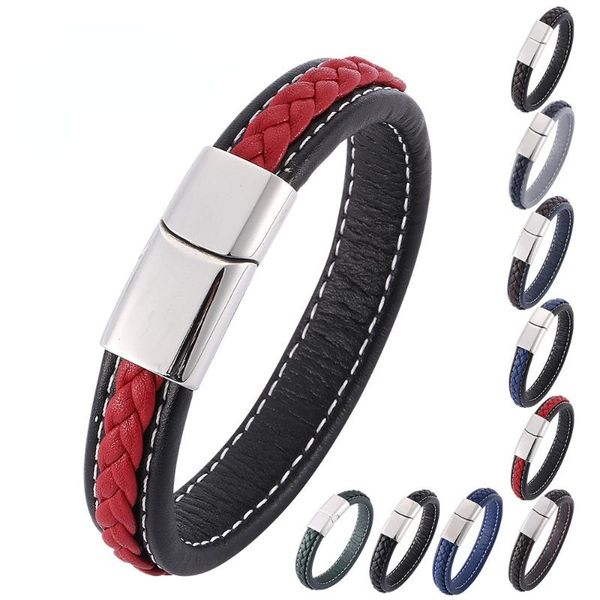 charm bracelets high-end leather luxury black-red titanium steel bracelet korean version of all-match men's, Golden;silver
charm bracelets high-end leather luxury black-red titanium steel bracelet korean version of all-match men's, Golden;silver