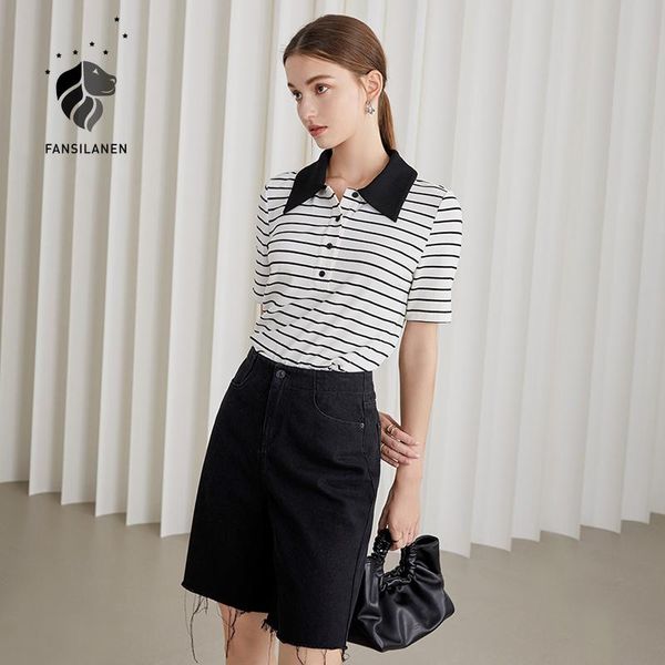 women's t-shirt fansilanen office lady boyfriend striped summer 2021 thin neck knit french short sleeve letter print top, White
women's t-shirt fansilanen office lady boyfriend striped summer 2021 thin neck knit french short sleeve letter print top, White