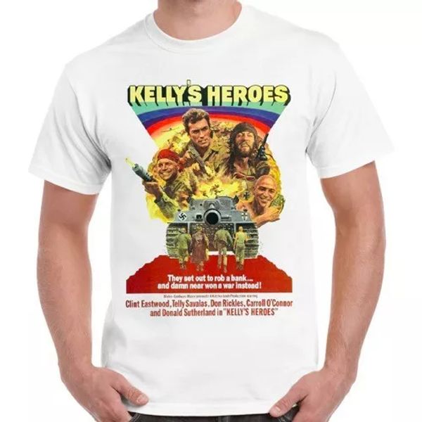kelly's heroes clint eastwood oddball war soldier movie 70s retro t shirt 2322, White;black