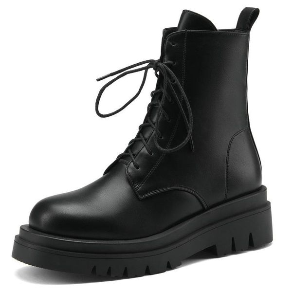 boots cross tied cow leather women ankle round toe platform chunky heels pumps vintage arrival shoes woman basic party, Black
boots cross tied cow leather women ankle round toe platform chunky heels pumps vintage arrival shoes woman basic party, Black