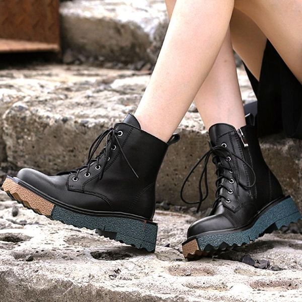 boots brand female motorcycle genuine leather shoelace zipper comfy walking motorcycles ankle shoes woman, Black
boots brand female motorcycle genuine leather shoelace zipper comfy walking motorcycles ankle shoes woman, Black