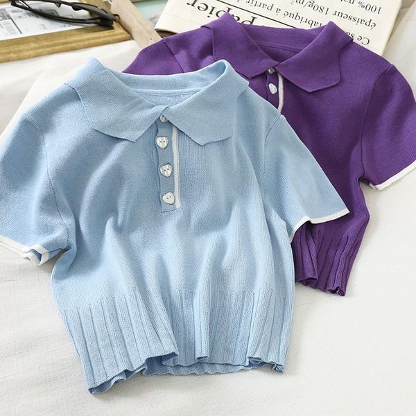 polo peter pan collar womens knitted short sleeve casual summer crop for tees, White
polo peter pan collar womens knitted short sleeve casual summer crop for tees, White