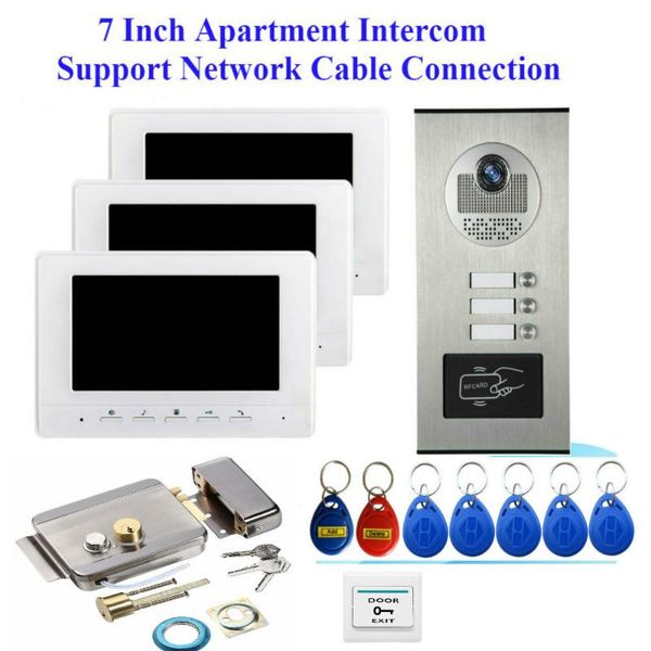 video door phones 7" phone intercom system rfid access doorbell camera for 2 / 3 family apartment + electric lock
video door phones 7" phone intercom system rfid access doorbell camera for 2 / 3 family apartment + electric lock