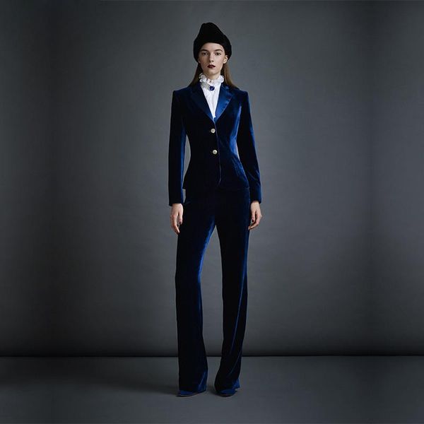 women's suits & blazers dark blue velvet business formal office pant female work wear 2 piece sets slim fit uniform designs, White;black 
women's suits & blazers dark blue velvet business formal office pant female work wear 2 piece sets slim fit uniform designs, White;black