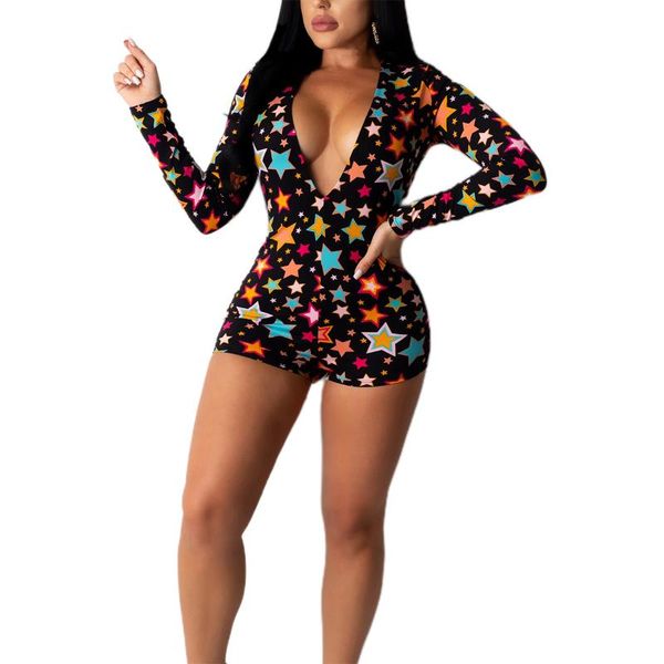 women's jumpsuits & rompers women ladies summer casual star printed skinny bodysuit deep v neck long sleeve romper, Black;white
women's jumpsuits & rompers women ladies summer casual star printed skinny bodysuit deep v neck long sleeve romper, Black;white