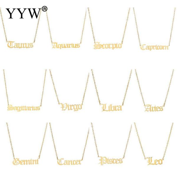 pendant necklaces stainless steel chain necklace alphabet letter jewelry girls twelve constellation for women, Silver
pendant necklaces stainless steel chain necklace alphabet letter jewelry girls twelve constellation for women, Silver