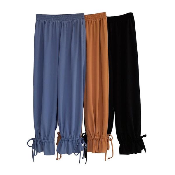 women's pants & capris summer chiffon wide leg for women elastic waist solid loose ankle-length cool thin trousers casual p9085, Black;white
women's pants & capris summer chiffon wide leg for women elastic waist solid loose ankle-length cool thin trousers casual p9085, Black;white