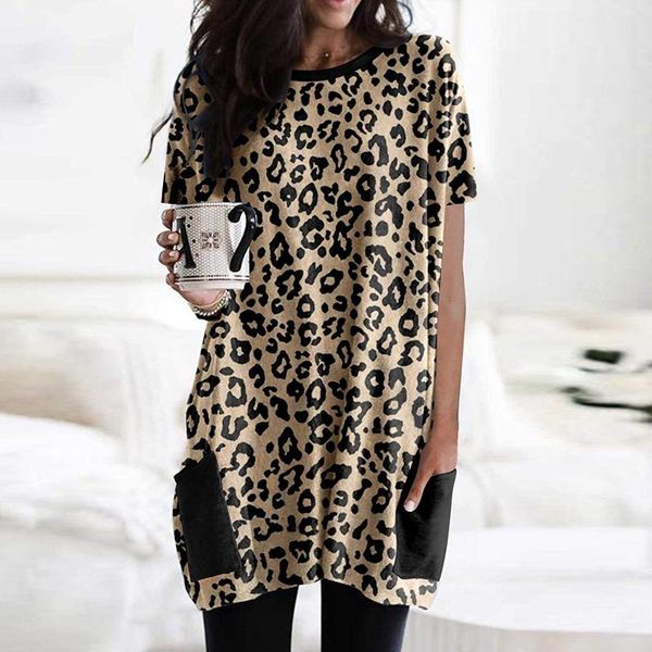 women's blouses & shirts leopard for ladies plus size clothes fashion womens prints splicing pockets long version casual short sleeves, White
women's blouses & shirts leopard for ladies plus size clothes fashion womens prints splicing pockets long version casual short sleeves, White