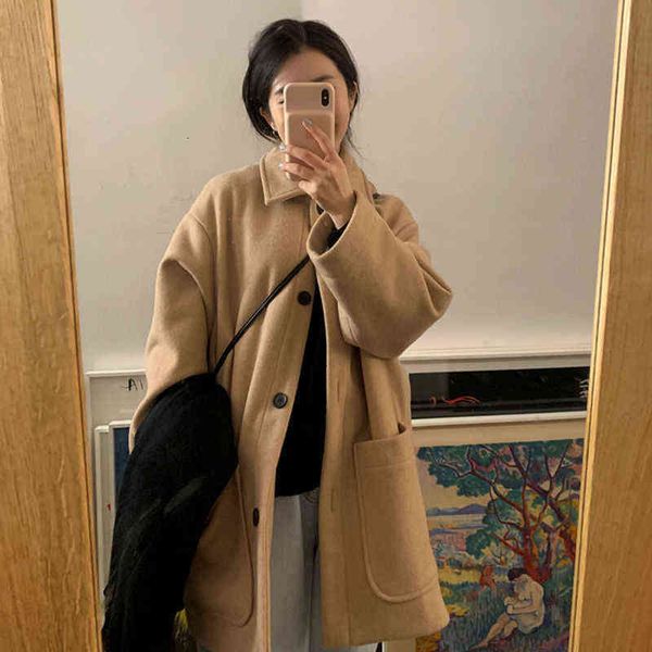 woolen shirt coat women's middle and long style 2021 autumn winter loose korean student small woolen fashion, Black
woolen shirt coat women's middle and long style 2021 autumn winter loose korean student small woolen fashion, Black