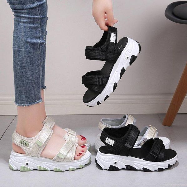 sandals sports style platform women's summer shoes student beachwear casual thick bottom increase shoe, Black
sandals sports style platform women's summer shoes student beachwear casual thick bottom increase shoe, Black