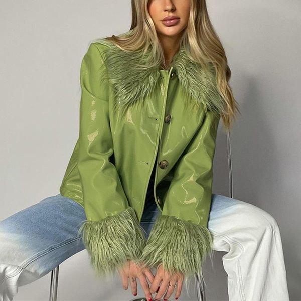 women's jackets 2021 autumn winter pu leather cropped fur faux long sleeve single breasted fashion casual jacket, Black;brown
women's jackets 2021 autumn winter pu leather cropped fur faux long sleeve single breasted fashion casual jacket, Black;brown
