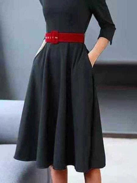 dresses women's fashion casual contrast lapel 3 / 4 sve slim fitting drs, Black;gray
dresses women's fashion casual contrast lapel 3 / 4 sve slim fitting drs, Black;gray