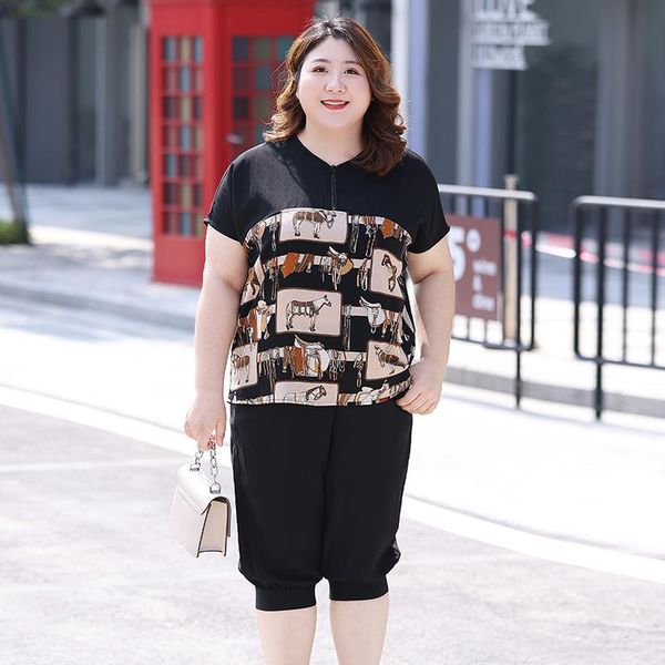 plus size tracksuits women two piece sets v-neck short sleeve elastic waist pants summer, Black
plus size tracksuits women two piece sets v-neck short sleeve elastic waist pants summer, Black