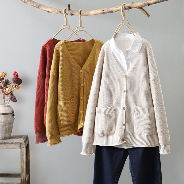 women's knits & tees autumn women cardigan sweater long sleeve lazy style loose lady knitted jumper v neck knitwear outwear, White
women's knits & tees autumn women cardigan sweater long sleeve lazy style loose lady knitted jumper v neck knitwear outwear, White