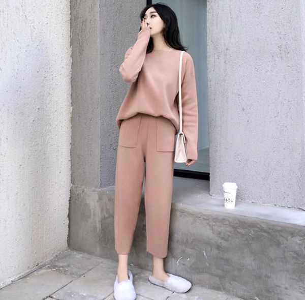 women's tracksuits 2021 autumn winter knitting 2 pcs set women thick o neck loose sweater + casual ankle-length pants warm suits, Gray
women's tracksuits 2021 autumn winter knitting 2 pcs set women thick o neck loose sweater + casual ankle-length pants warm suits, Gray