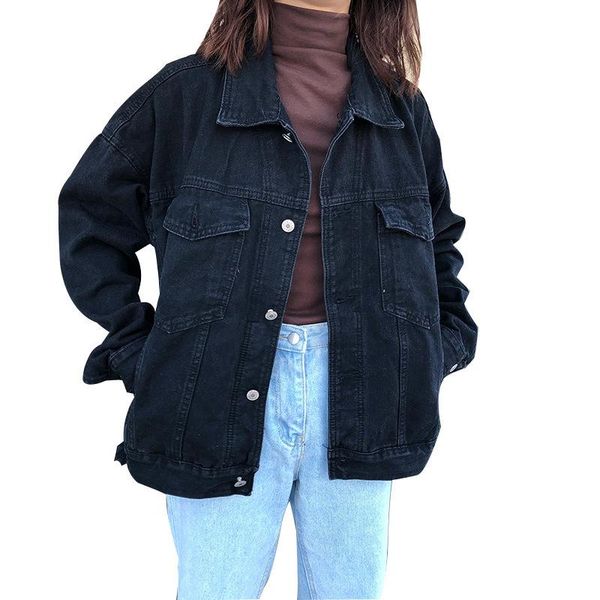 women's jackets 2021 casual women black jeans loose style female denim jacket bomber coat autumn long sleeve buttons outerwear, Black;brown
women's jackets 2021 casual women black jeans loose style female denim jacket bomber coat autumn long sleeve buttons outerwear, Black;brown
