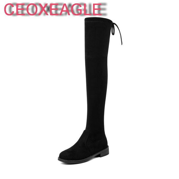 boots style autumn winter elastic microfiber shoes woman ankle high heels back thick platform long knee women, Black
boots style autumn winter elastic microfiber shoes woman ankle high heels back thick platform long knee women, Black