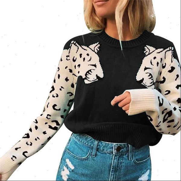 women sweaters leopard pattern sweater ladies animal autumn winter knit jumper long sleeve knitted fashion o neck knitting pullovers, White;black
women sweaters leopard pattern sweater ladies animal autumn winter knit jumper long sleeve knitted fashion o neck knitting pullovers, White;black