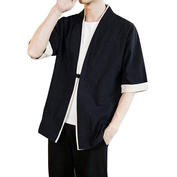 men's casual shirts plus size men kimono japanese streetwear one knot button half sleeve patchwork linen shirt male, White;black
men's casual shirts plus size men kimono japanese streetwear one knot button half sleeve patchwork linen shirt male, White;black