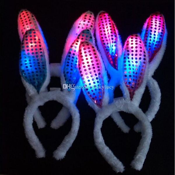 flash led hair bands bow light up toys prom dress rave toy flashing ears headband for halloween xmas party supplies decoration