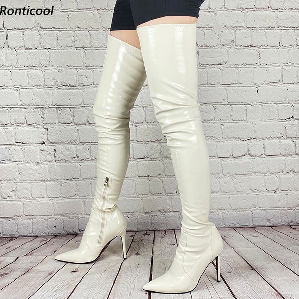 rontic 2021 girl spring thigh boots shiny stiletto heels pointed toe beautiful beige party shoes women us size 5-15, Black
rontic 2021 girl spring thigh boots shiny stiletto heels pointed toe beautiful beige party shoes women us size 5-15, Black
