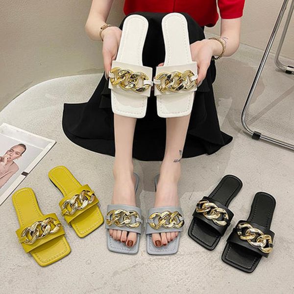 fashion metal chain decoration slides square toe women shoes summer casual flat slippers ladies sandals beach flip flops, Black
fashion metal chain decoration slides square toe women shoes summer casual flat slippers ladies sandals beach flip flops, Black