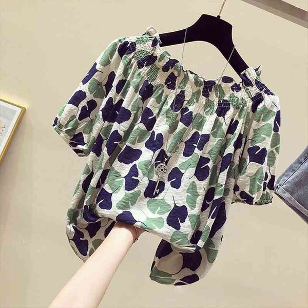 40 broken flower cold women blouses printed slash neck short sleeve loose chiffon korean style shirt, White
40 broken flower cold women blouses printed slash neck short sleeve loose chiffon korean style shirt, White