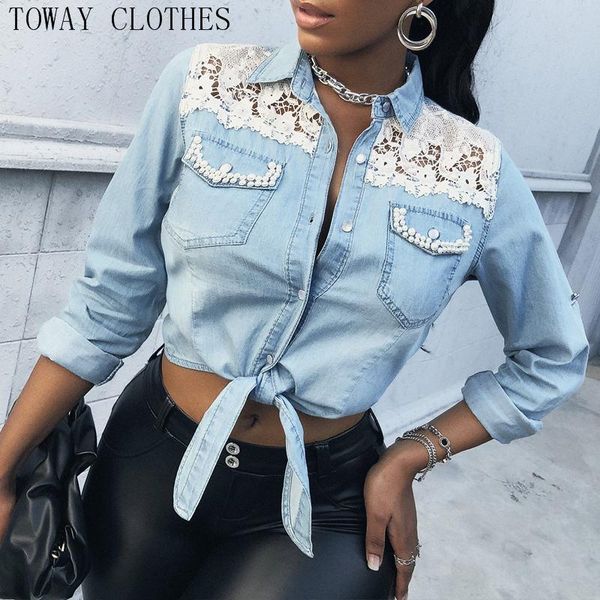 women turn-down collar beaded eyelash lace button design chic shirt women's blouses & shirts, White
women turn-down collar beaded eyelash lace button design chic shirt women's blouses & shirts, White