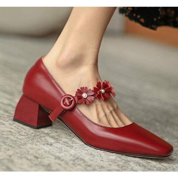 dress shoes flower appliqued red pumps ankle strap mary janes block heel leather women, Black
dress shoes flower appliqued red pumps ankle strap mary janes block heel leather women, Black