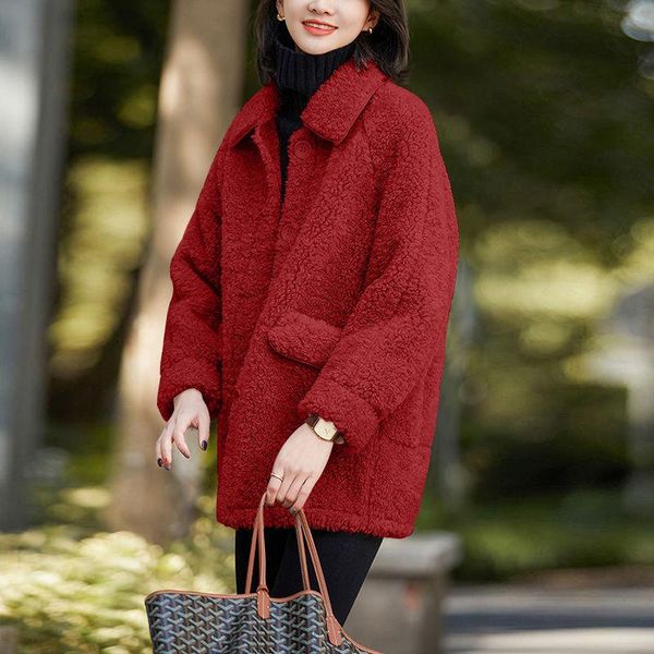 jacket women's autumn and winter 2021 cashmere thickened medium length lamb like lapel loose cotton down & parkas, Black
jacket women's autumn and winter 2021 cashmere thickened medium length lamb like lapel loose cotton down & parkas, Black