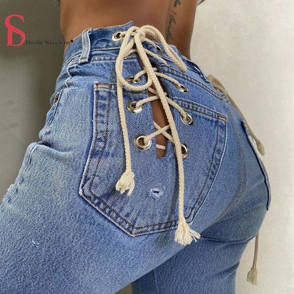 summer women's style high-waist hollowed-out tying wide loose straight-leg streetwear casual jeans pants, Blue
summer women's style high-waist hollowed-out tying wide loose straight-leg streetwear casual jeans pants, Blue