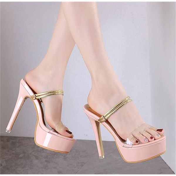 trendy black pink pvc clear platform high heels slides 14cm women designer sandals summer size 35 to 40
trendy black pink pvc clear platform high heels slides 14cm women designer sandals summer size 35 to 40