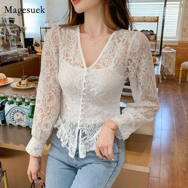 women's blouses & shirts lace 2021 deep v neck shirt princess style ruffled large size 5xl long-sleeved short french court blouse blusa, White
women's blouses & shirts lace 2021 deep v neck shirt princess style ruffled large size 5xl long-sleeved short french court blouse blusa, White