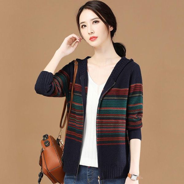women's knits & tees sweater loose lazy clothing trend korean retro striped cardigan jacket women autumn and winter, White
women's knits & tees sweater loose lazy clothing trend korean retro striped cardigan jacket women autumn and winter, White