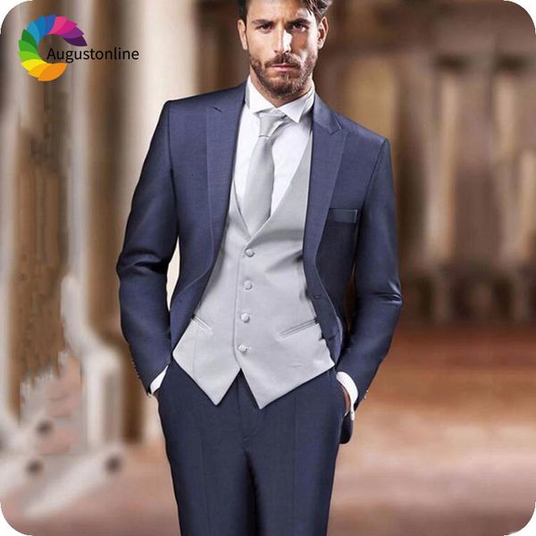 men's suits & blazers italian navy blue men peaked lapel grey vest slim fit groom wedding wear ternos groomsmen suit blazer 3piece, White;black
men's suits & blazers italian navy blue men peaked lapel grey vest slim fit groom wedding wear ternos groomsmen suit blazer 3piece, White;black